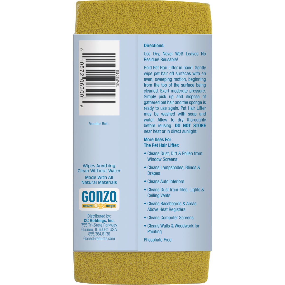 Gonzo 2.75 In. W. x 5.75 In. L. Pet Hair Lifter Sponge Image 2