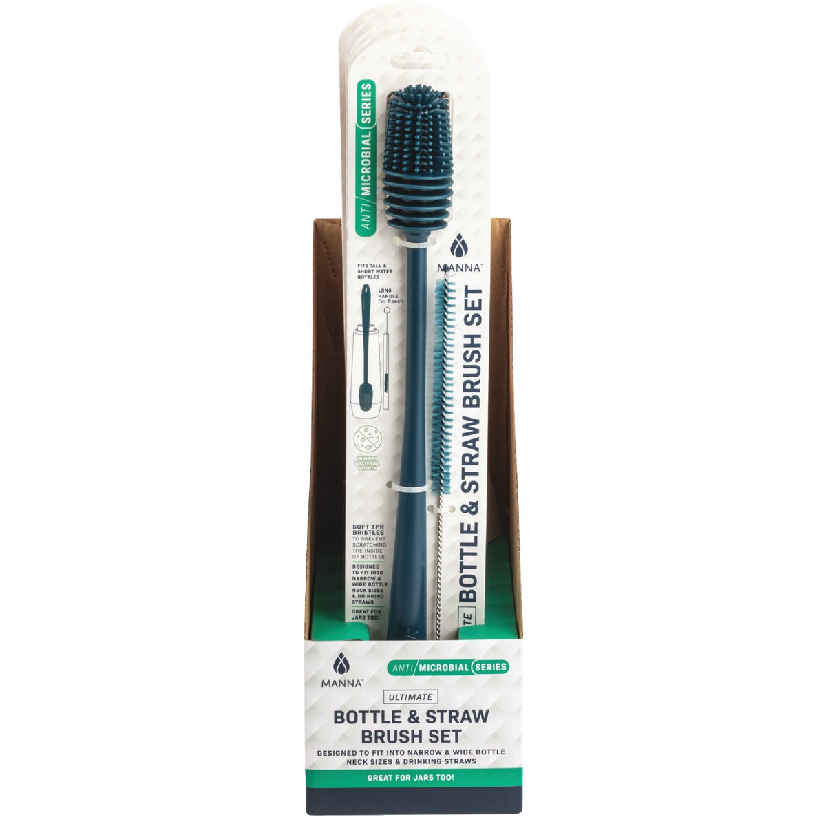 Manna Antimicrobial Bottle Brush & Straw Brush Cleaner (2-Piece) Image 2