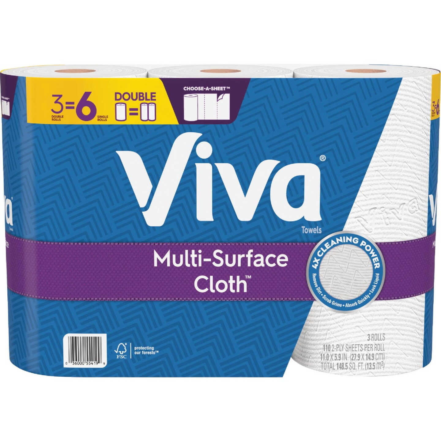 Viva Multi-Surface Cloth Choose-A-Sheet Paper Towels (3 Double Rolls) Image 1