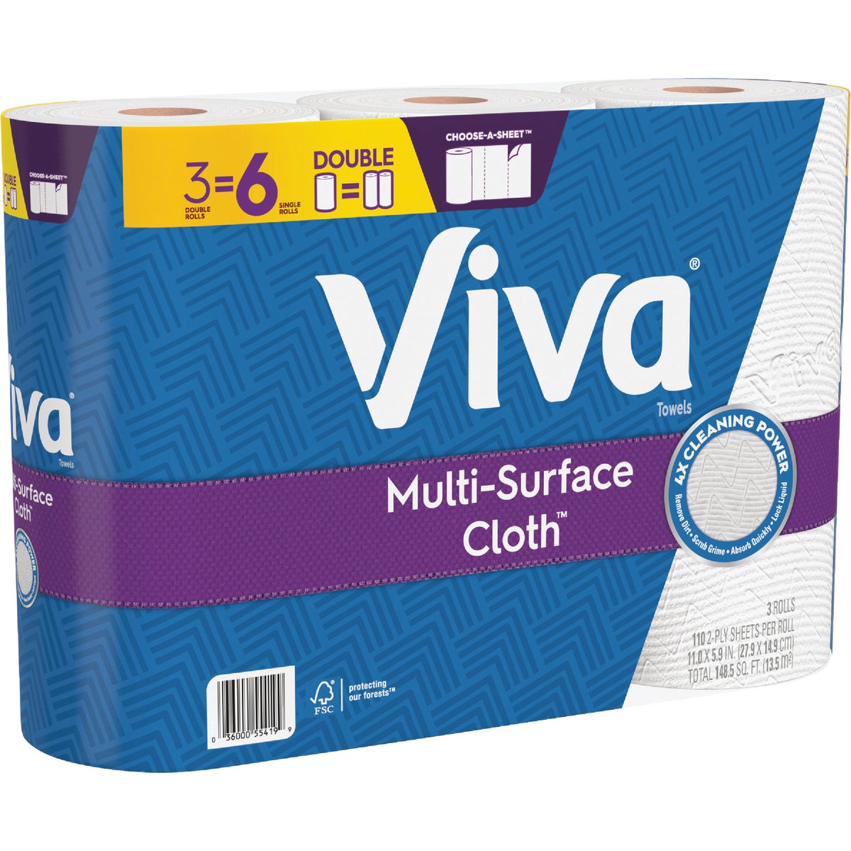 Viva Multi-Surface Cloth Choose-A-Sheet Paper Towels (3 Double Rolls) Image 2