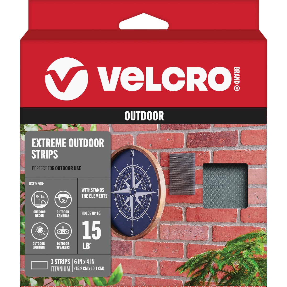 VELCRO Brand Industrial Strength Extreme Black 4 In. x 6 In. Adhesive Hook & Loop Strip (3 Ct.)