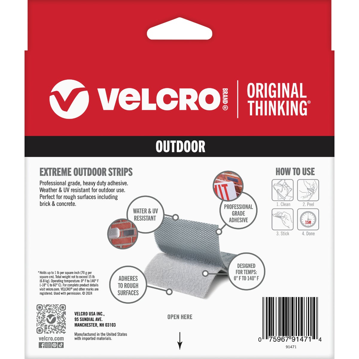 VELCRO Brand Industrial Strength Extreme Black 4 In. x 6 In. Adhesive Hook & Loop Strip (3 Ct.) Image 5