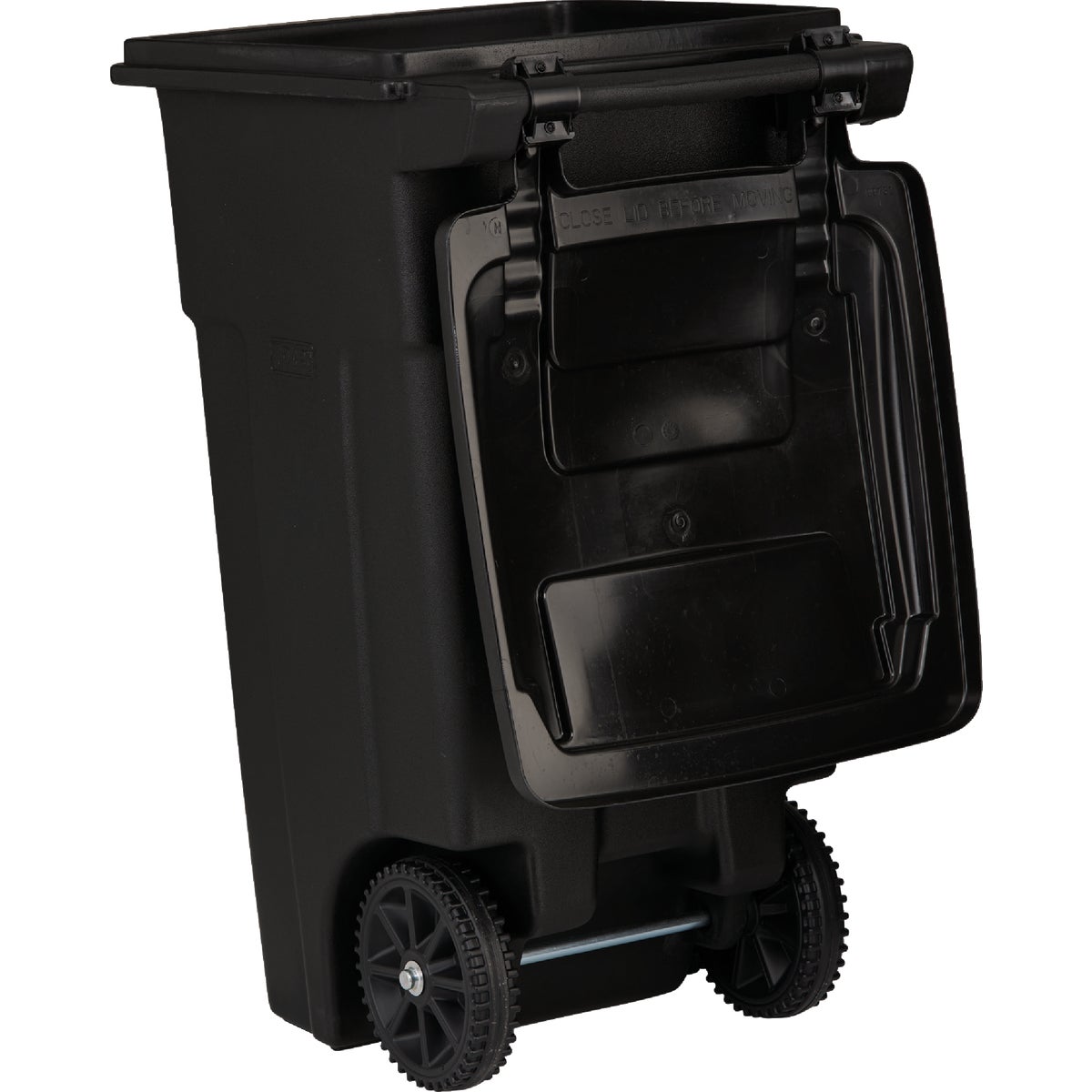 Toter 32 Gal. Black Outdoor Trash Can With Attached Lid and Wheels Image 5