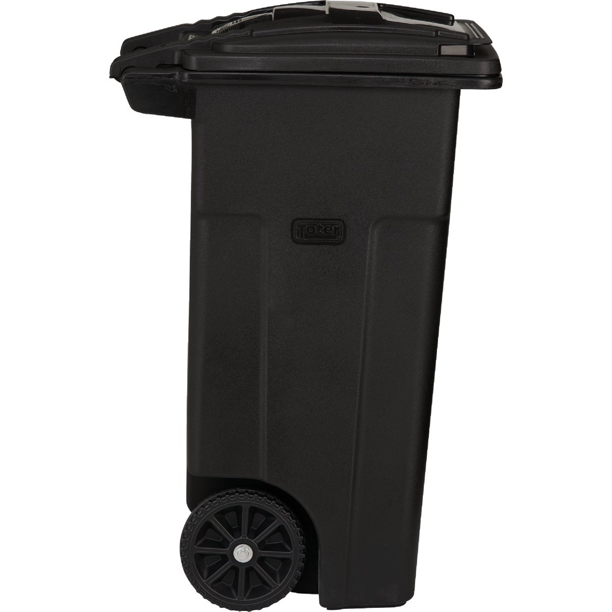 Toter 32 Gal. Black Outdoor Trash Can With Attached Lid and Wheels Image 3