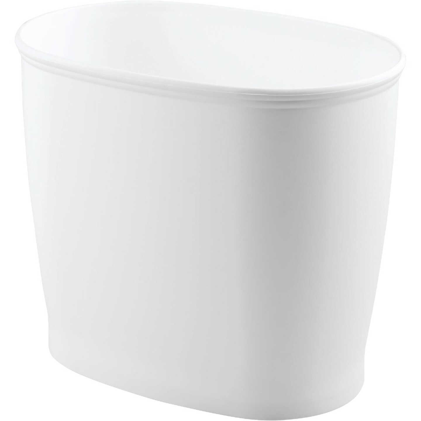 iDesign Kent 2 Gal. White Oval Wastebasket Image 1