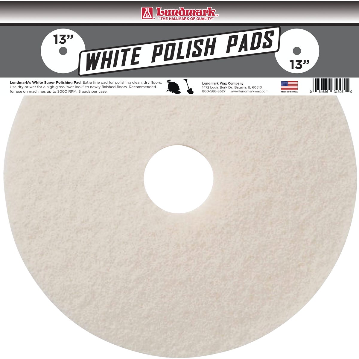 Lundmark 13 In. White 175 to 300 RPM Buffing Pad (5-Pack)