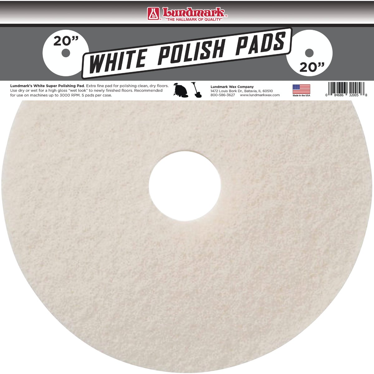 Lundmark 20 In. White 175 to 300 RPM Buffing Pad (5-Pack)