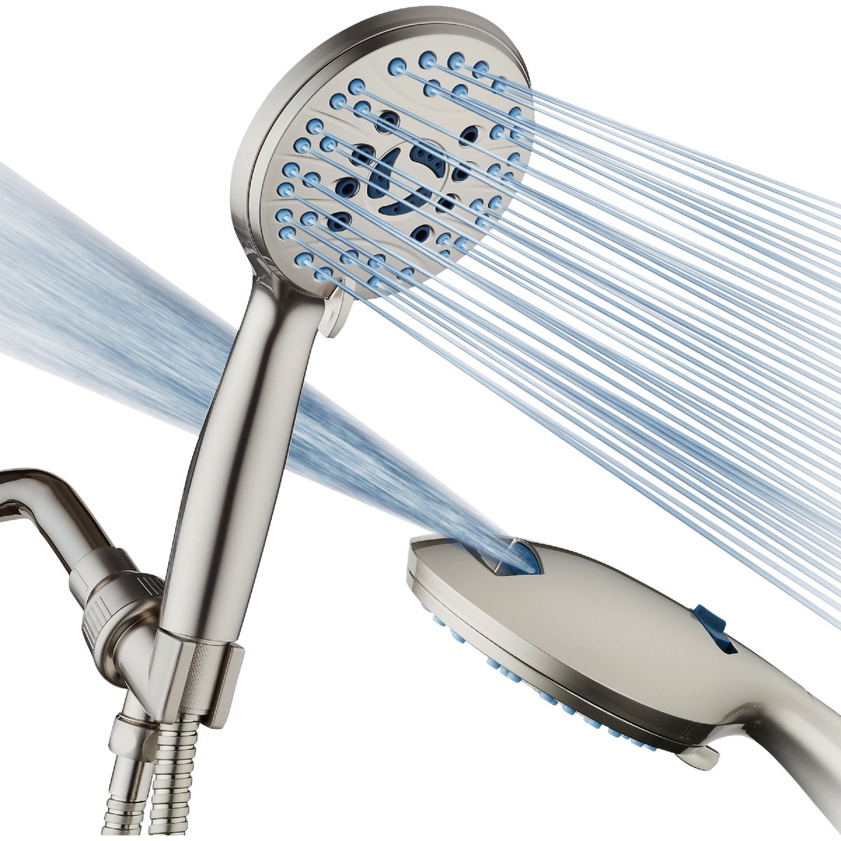 AquaCare Brushed Nickel 6-Setting Handheld Shower Head