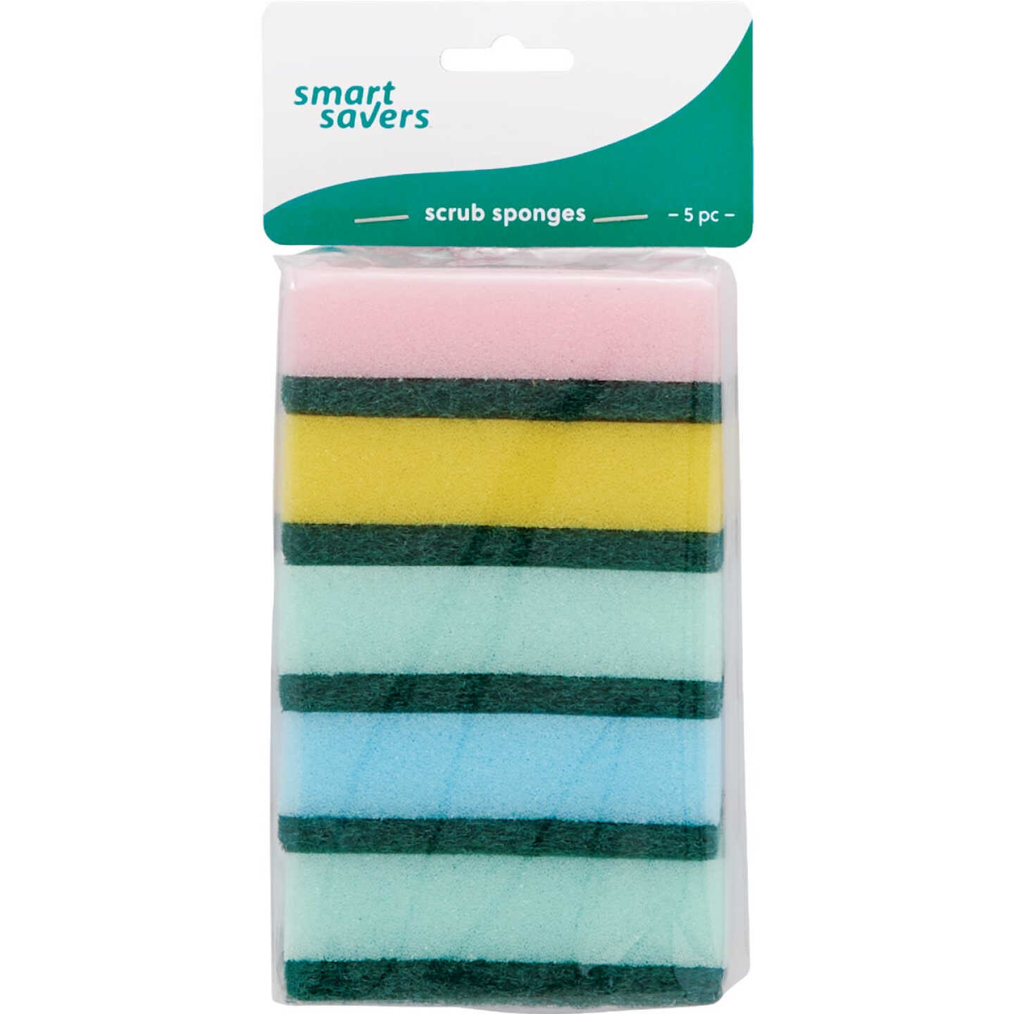 Smart Savers 3.7 In. x 2.36 In. Scrub Sponge (5-Pack) Image 1