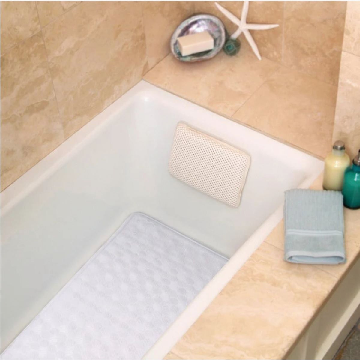 ConTact 14 In. x 24 In. White Circles Bath Mat Image 2