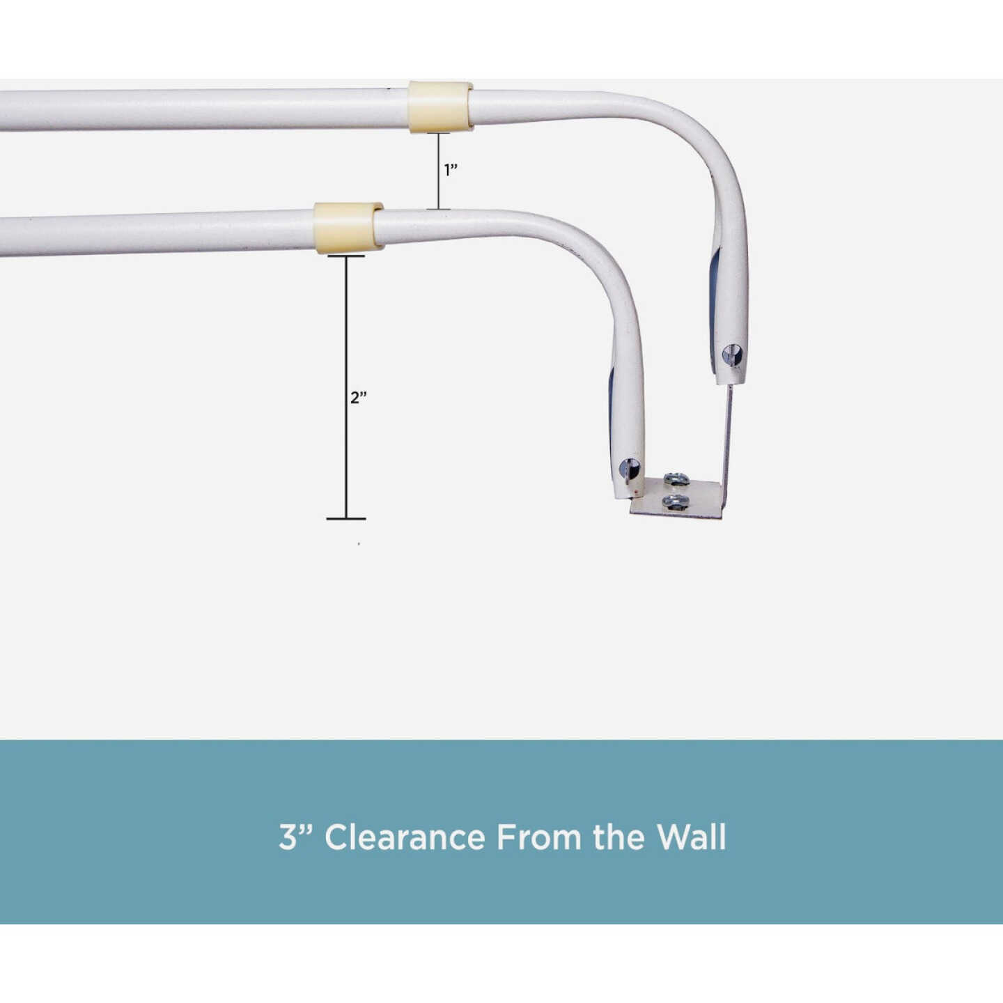 Kenney 48 In. To 86 In. Double White Curtain Rod Image 9