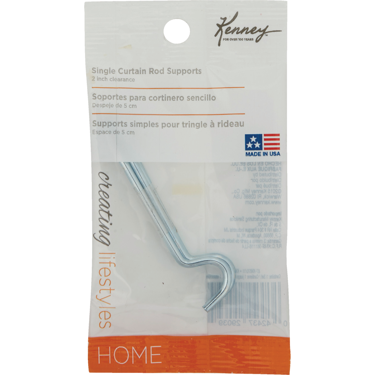 Kenney Single Center Curtain Rod Support Image 2