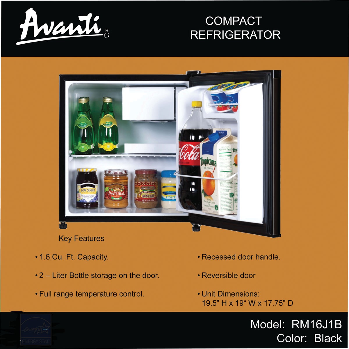 Avanti 1.6 Cu. Ft. Black Cube Refrigerator Image 2