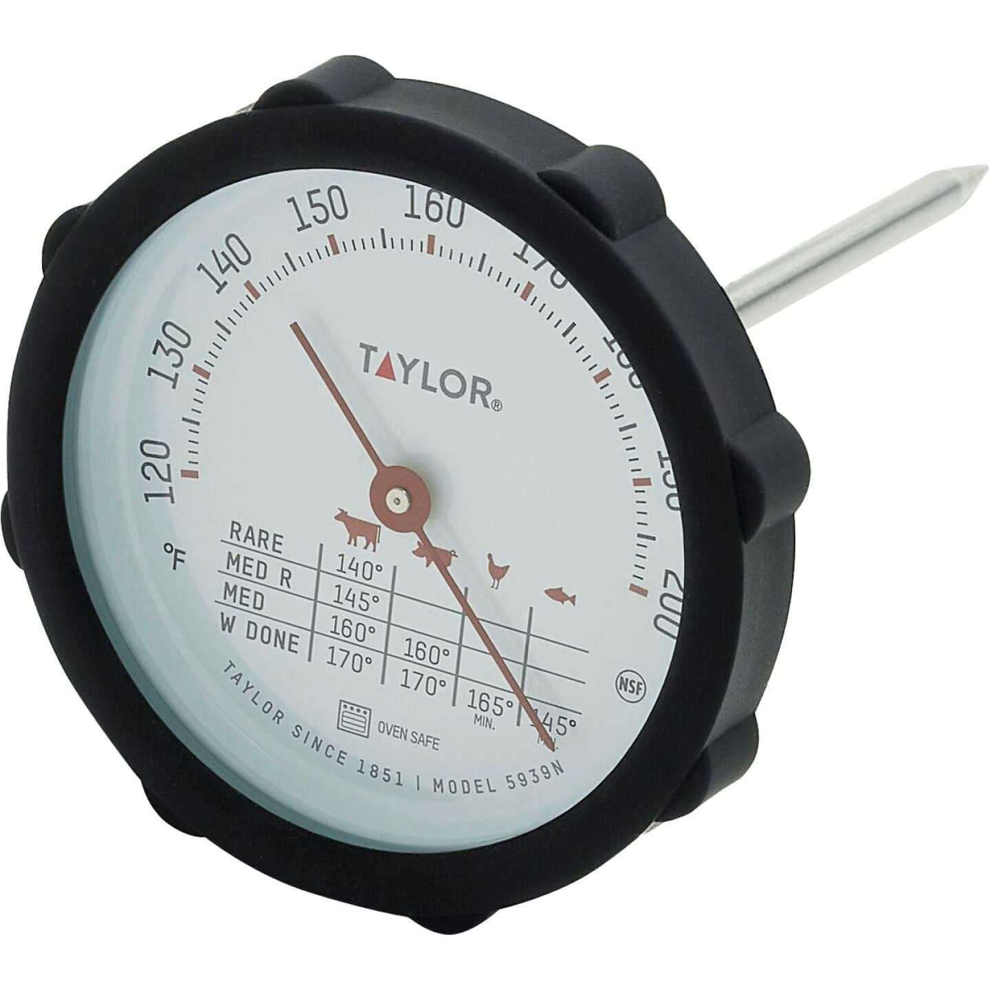 Taylor Black Rim Silicone Bumper Dial Meat Thermometer Image 1