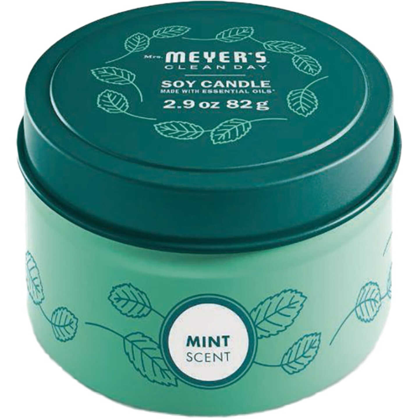 Mrs. Meyer's Clean Day 2.9 Oz. Mint Small Tin Soy Candle Image 1