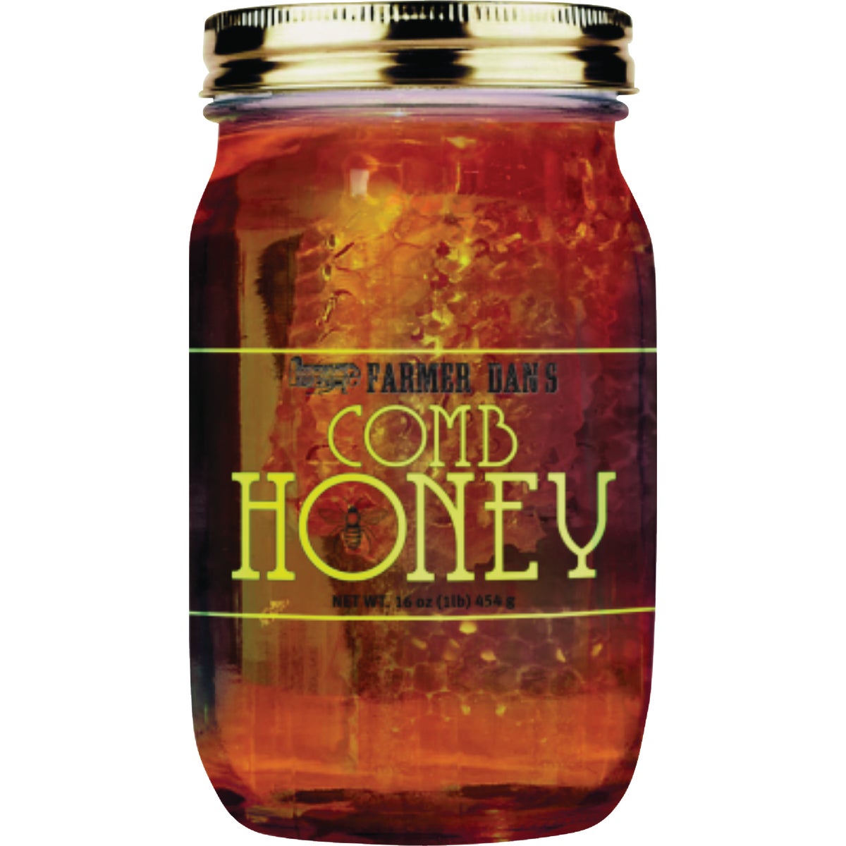 Farmer Dan's 12 Oz. Original Unfiltered Honey with Honeycomb Glass Jar