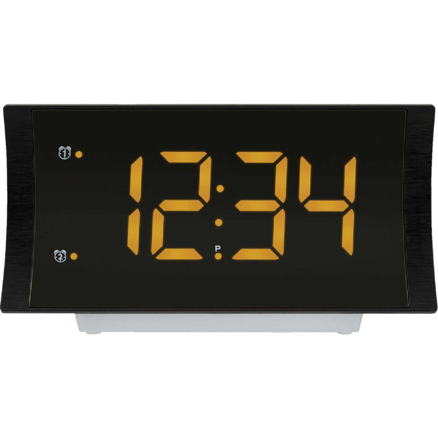 La Crosse Technology Curved LED Alarm Clock with Radio & USB Charging Port Image 3
