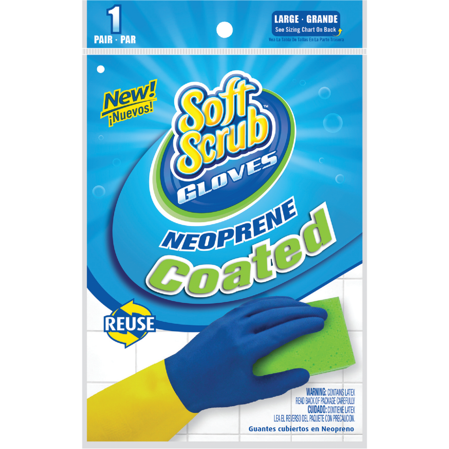 Soft Scrub Large Neoprene Coated Latex Rubber Glove Image 1