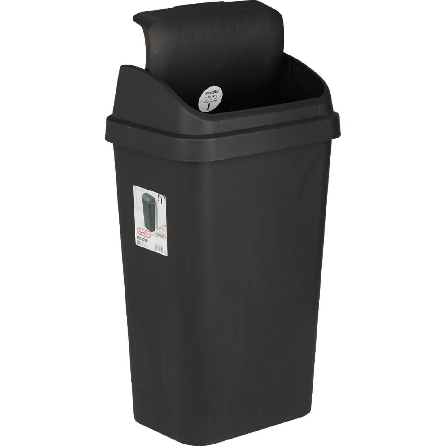 Sterilite 13 Gal. Black Swing Top Wastebasket Image 3