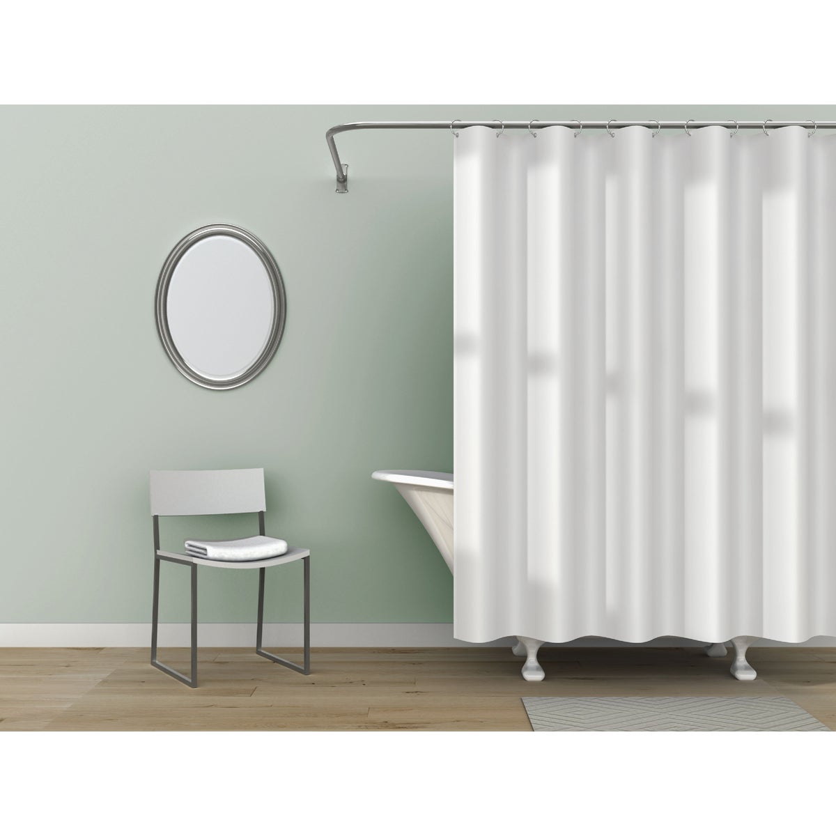 Zenith Zenna Home 70 In. x 72 In. White Lightweight PEVA Shower Curtain Liner Image 3