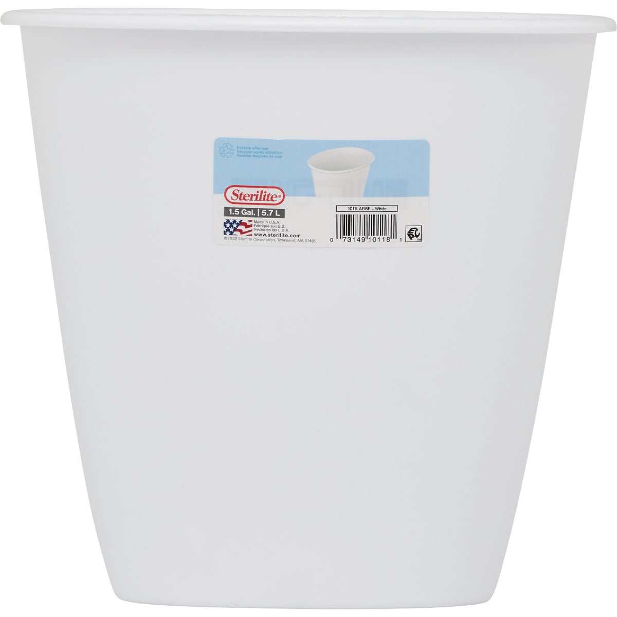 Sterilite 1.5 Gal. White Oval Vanity Wastebasket Image 2