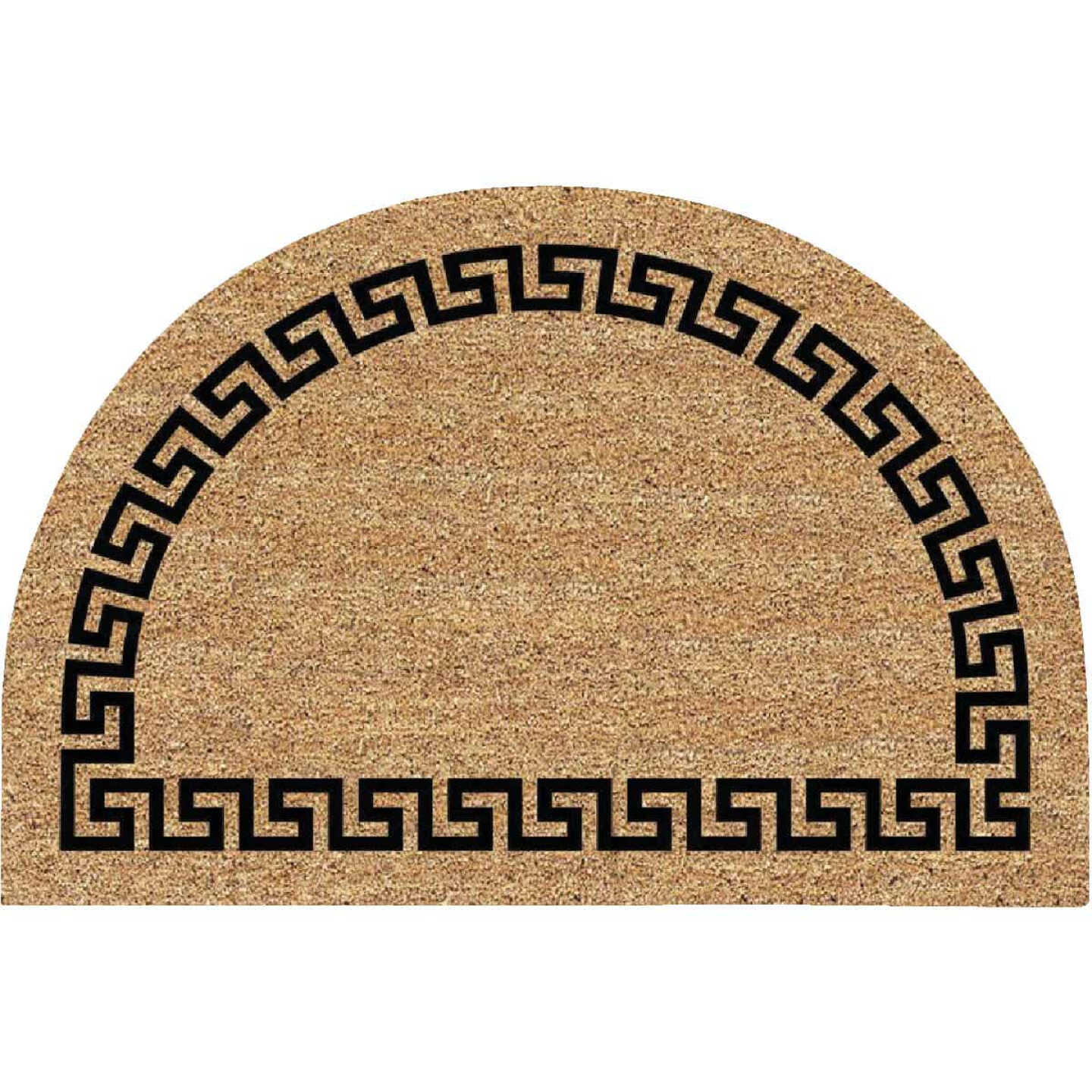 Americo Home Greek Key 24 In. x 36 In. Coir/Vinyl Half Round Door Mat Image 1