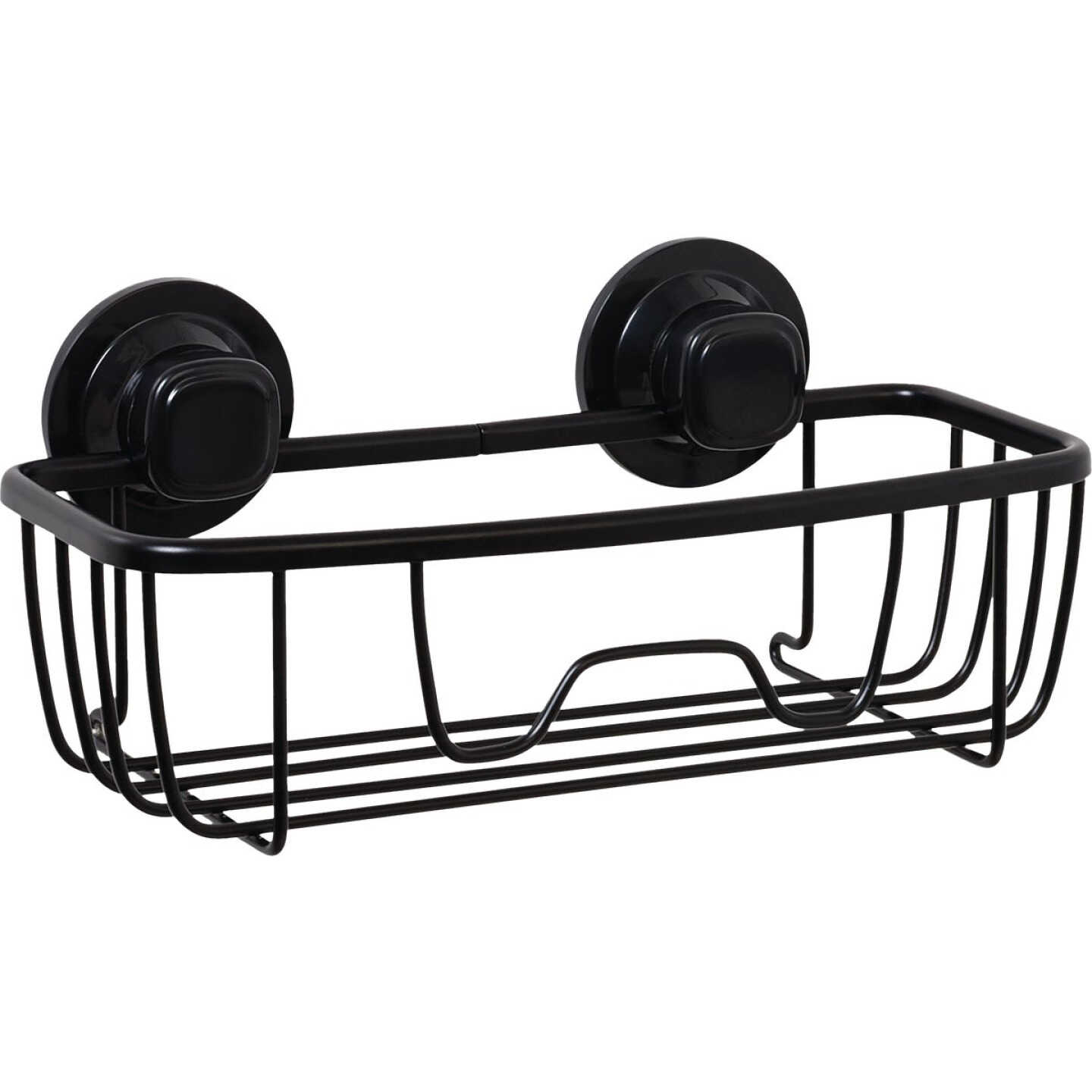 Zenna Home Rustproof Matte Black Power Grip Pro Adhesive/Suction Shower Storage Basket Image 1