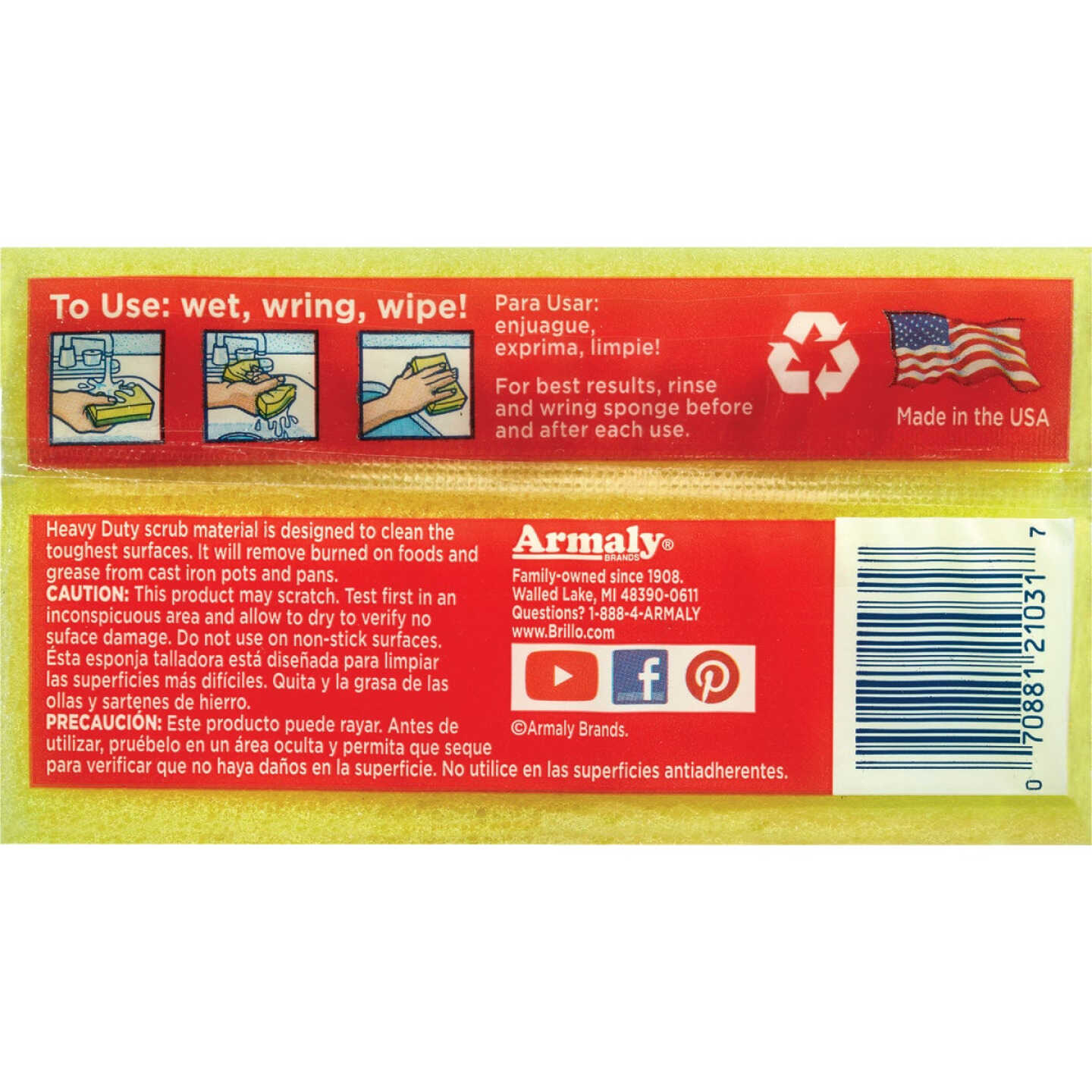 Brillo Estracell 4.5 In. x 2.75 In. Heavy Duty Sponge (3-Count) Image 3