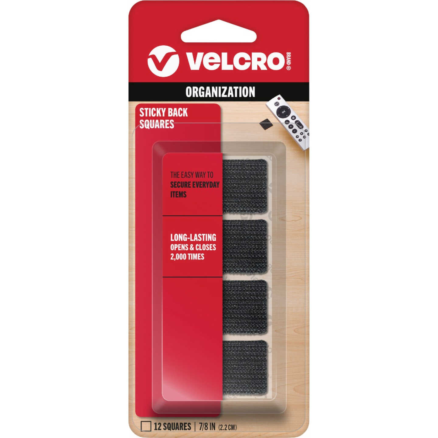VELCRO Brand 7/8 In. Black Hook & Loop Square (12 Ct.) Image 1