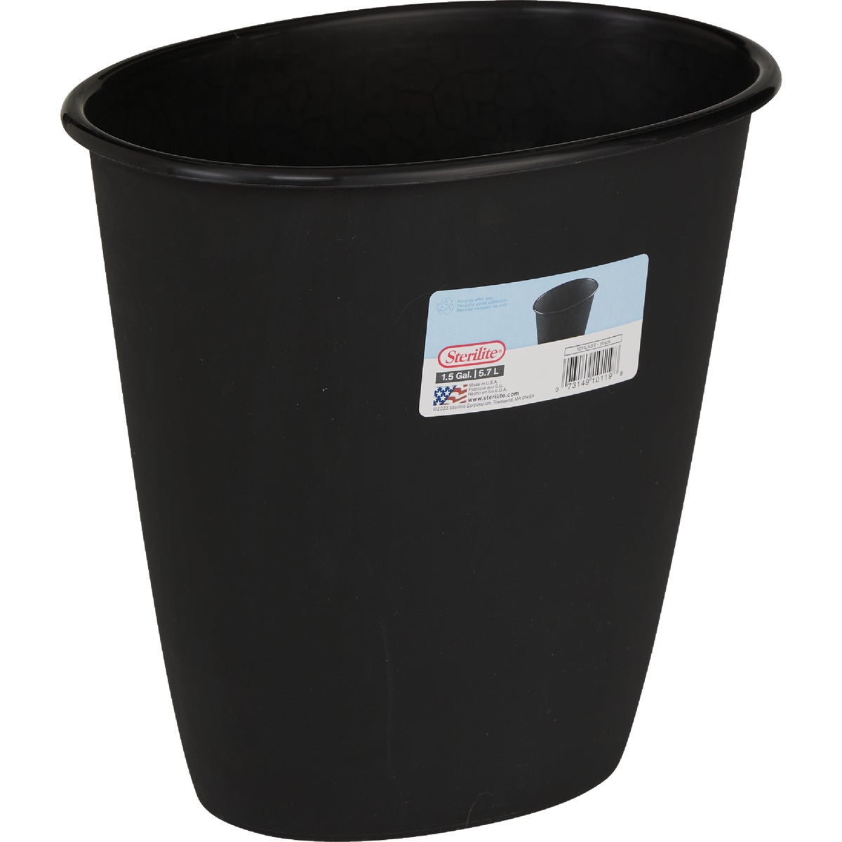 Sterilite 1.5 Gal. Black Oval Vanity Wastebasket