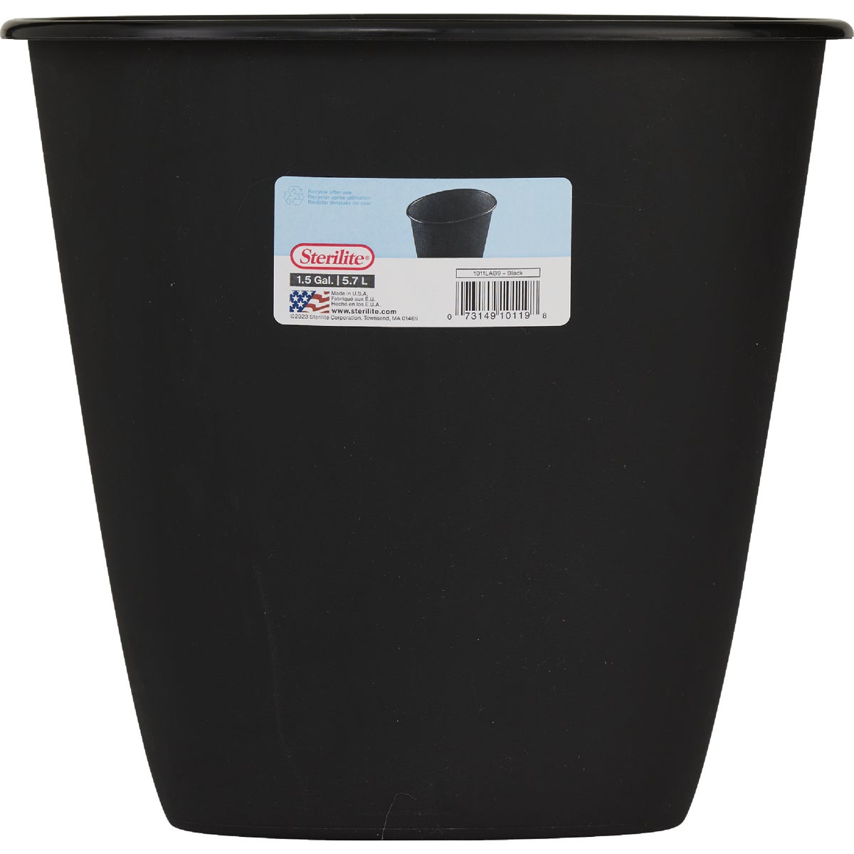 Sterilite 1.5 Gal. Black Oval Vanity Wastebasket Image 2