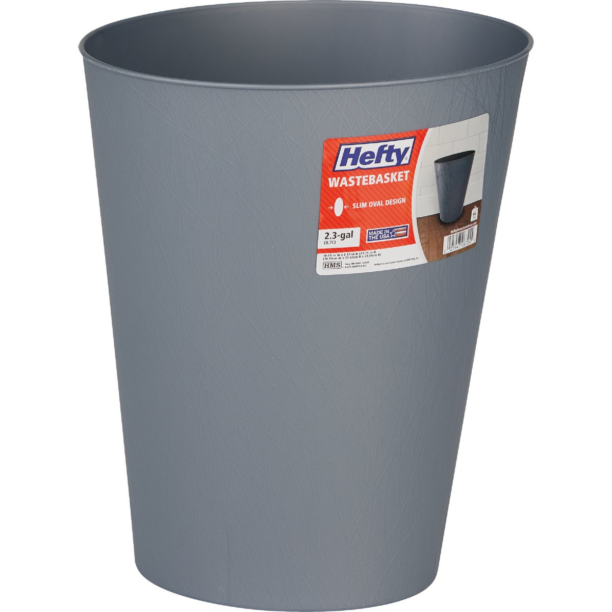 Hefty 2.3 Gal. Gun Metal Wastebasket Image 4
