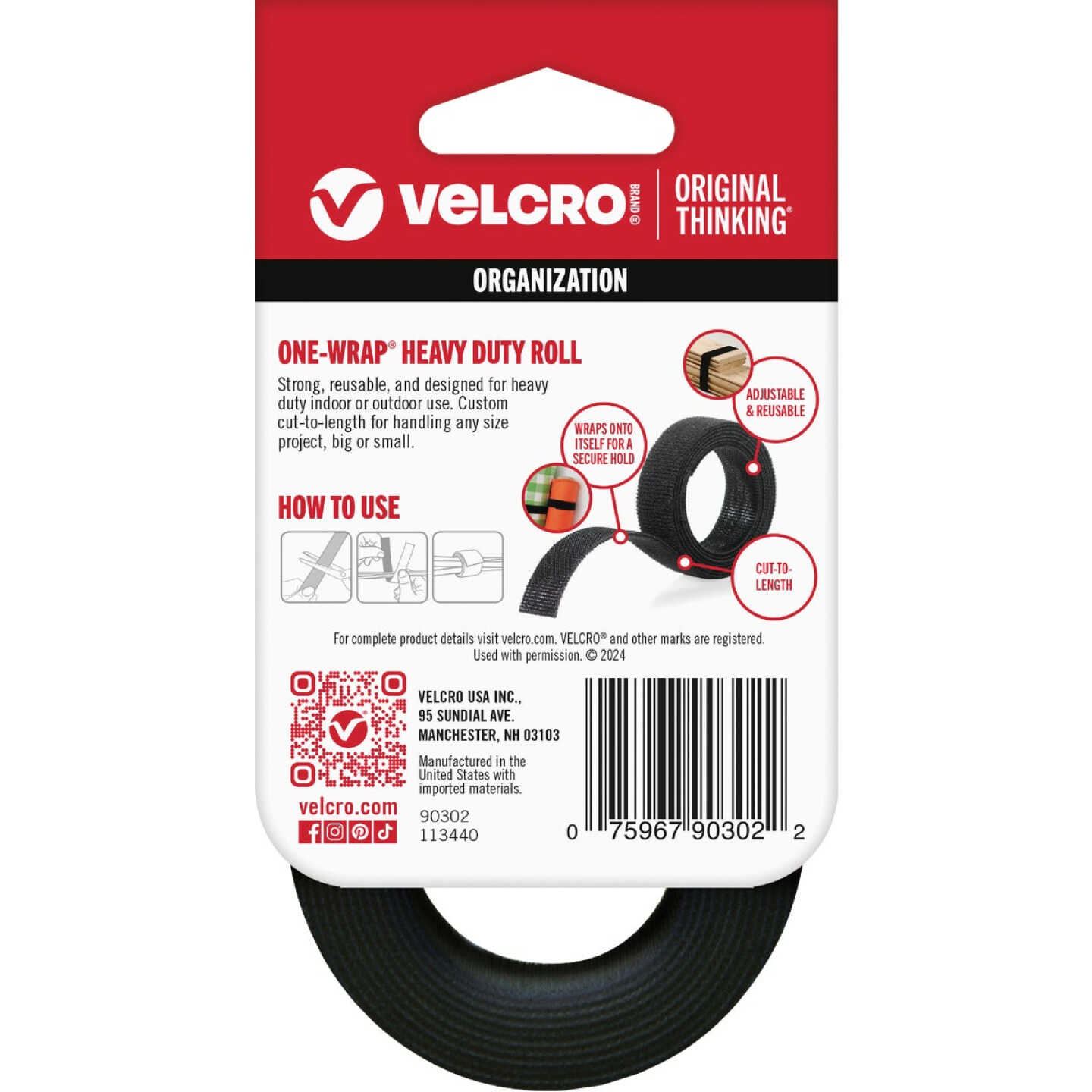 VELCRO Brand One-Wrap 3/4 In. x 4 Ft. Black Multi-Use Hook & Loop Roll Image 4