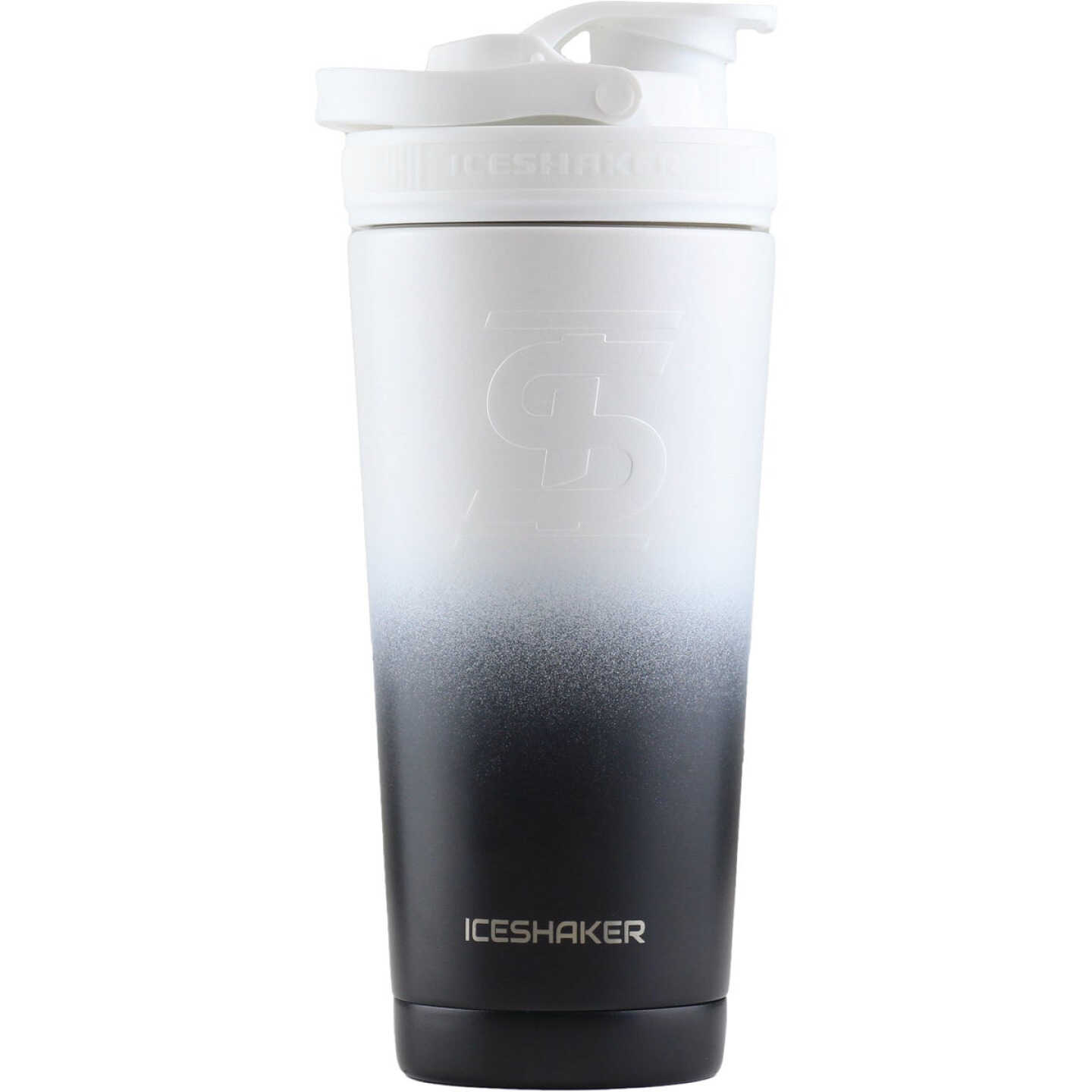 Ice Shaker 26 Oz. Black/White Ombre Insulated Vacuum Bottle & Shaker Image 1
