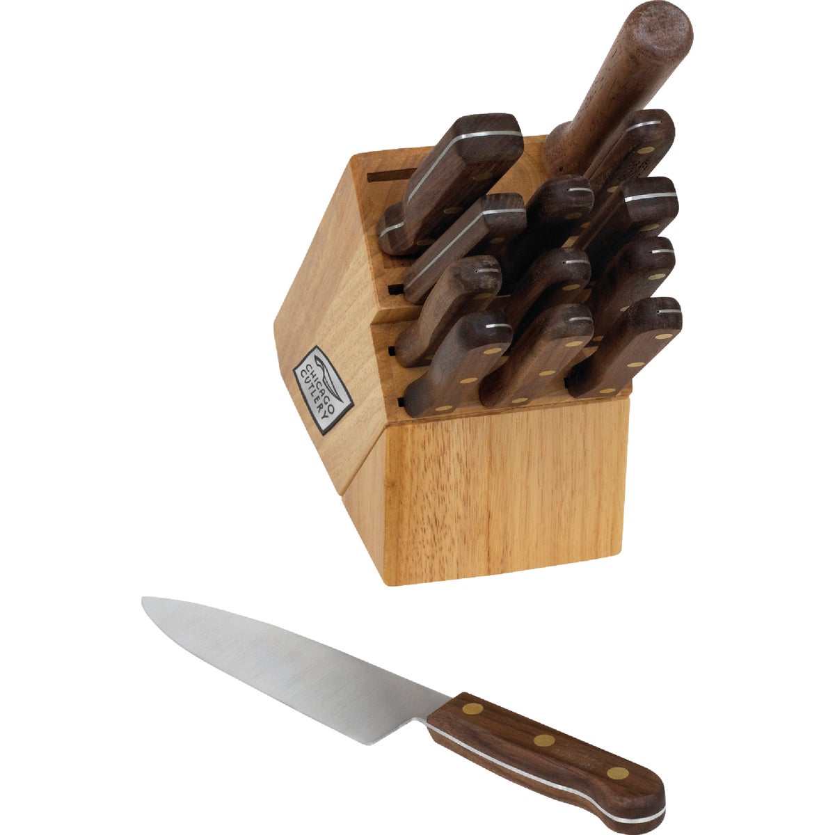 Chicago Cutlery Walnut Tradition Knife Set with Block (14-Piece)