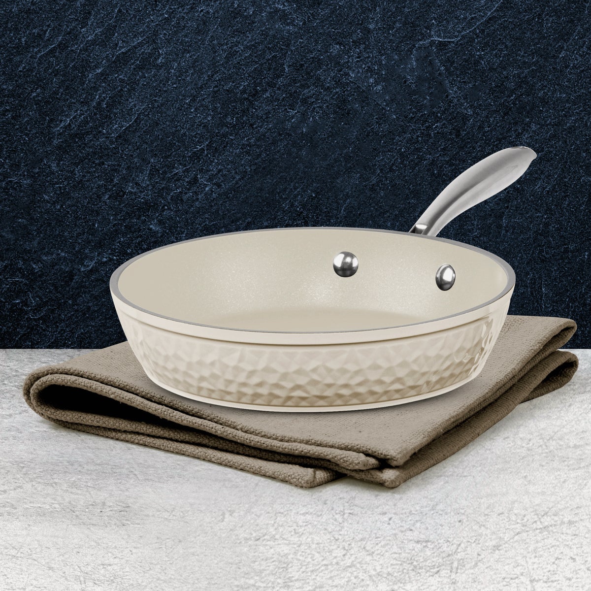 Gotham Steel 12 In. Hammered Cream Collection Fry Pan Image 2