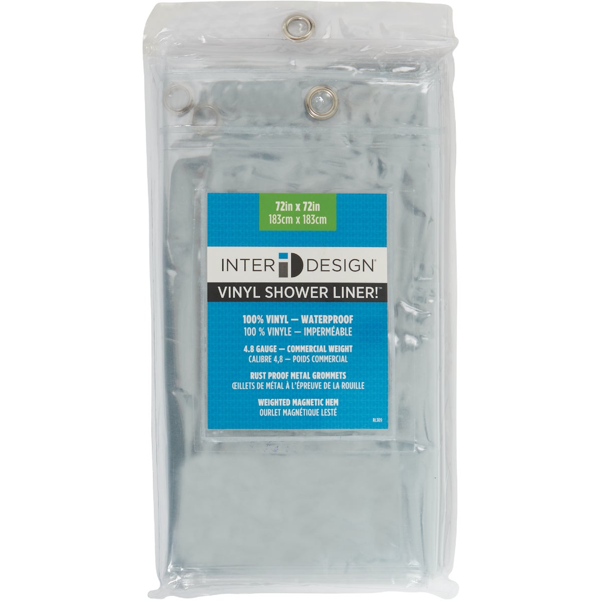 iDesign Gia 72 In. x 72 In. Clear Vinyl Shower Curtain Liner Image 2