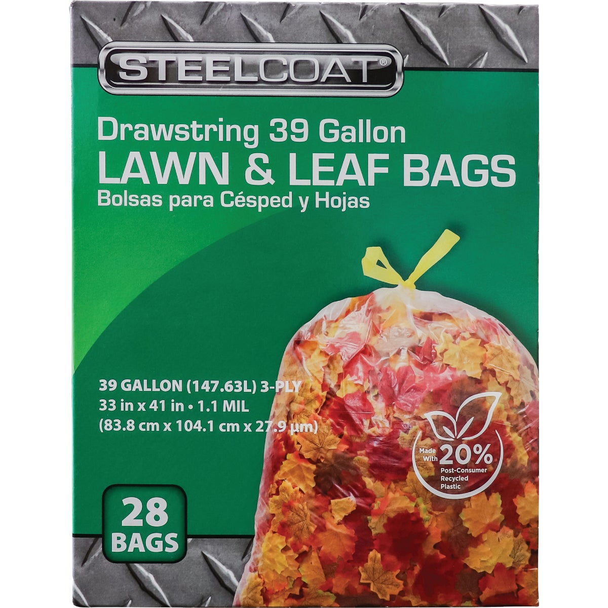 Steelcoat 39 Gal. Clear Lawn & Leaf Drawstring Trash Bag (28-Count) Image 2