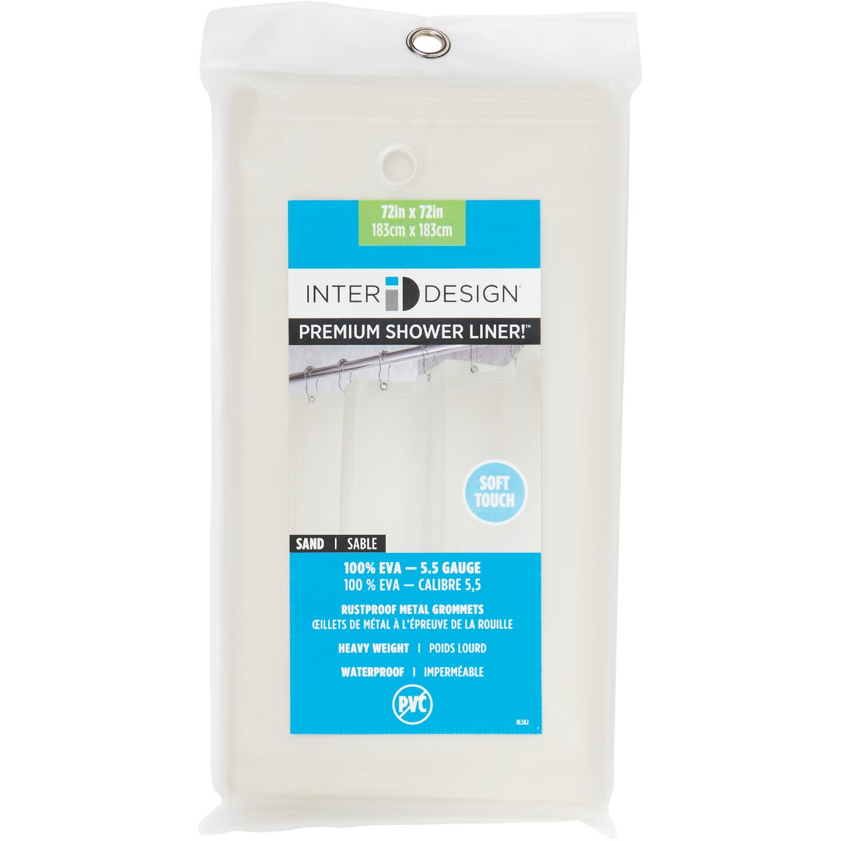 iDesign 72 In. x 72 In. Sand EVA Shower Curtain Liner Image 2