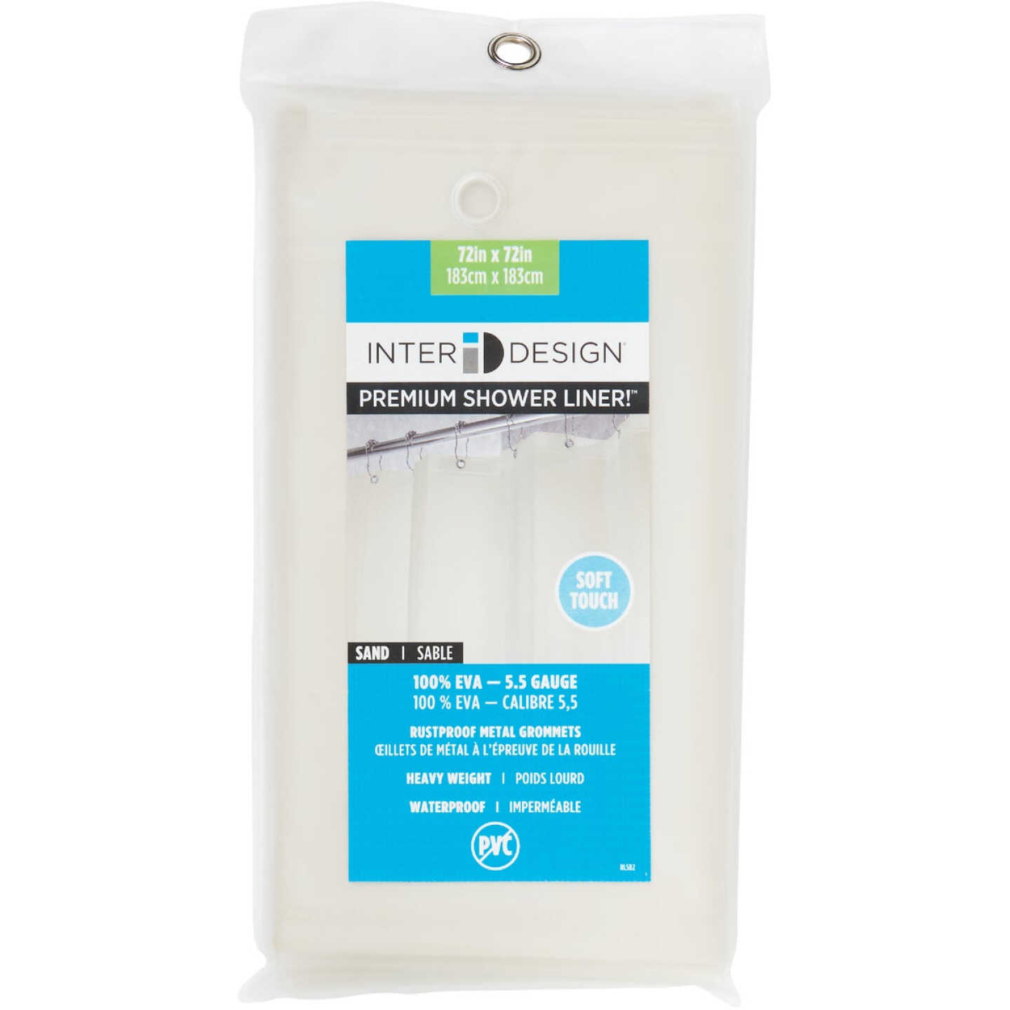 iDesign 72 In. x 72 In. Sand EVA Shower Curtain Liner Image 2