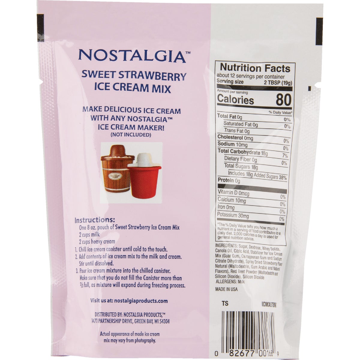 Nostalgia 8 Oz. Strawberry Individual Ice Cream Packet Image 2