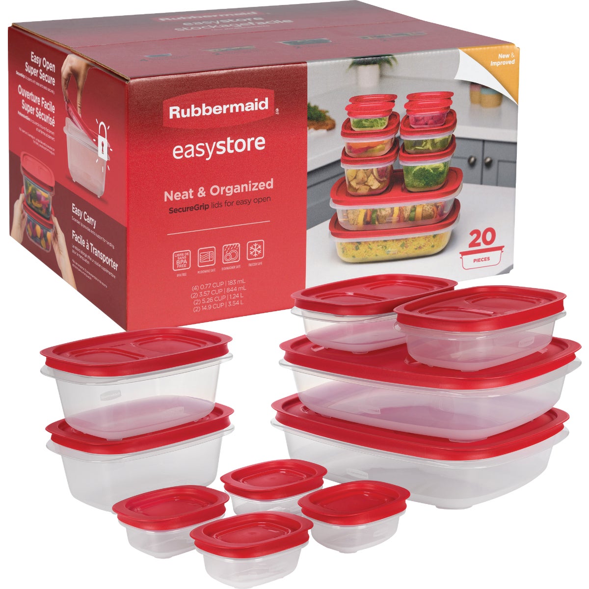 Rubbermaid EasyStore Food Storage Containers with Lids (20-Piece)
