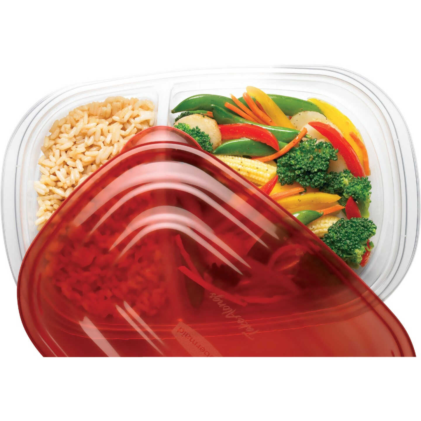 Rubbermaid TakeAlongs 3.7 C. Clear Square Divided Food Storage Container with Lids (3-Pack) Image 3