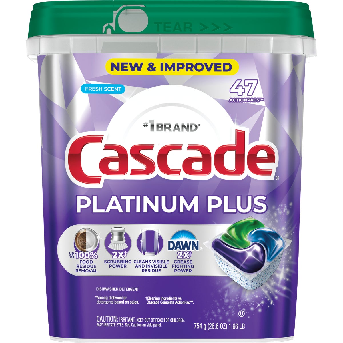 Cascade Platinum Plus Action Pacs Dishwasher Detergent (47-Ct.)