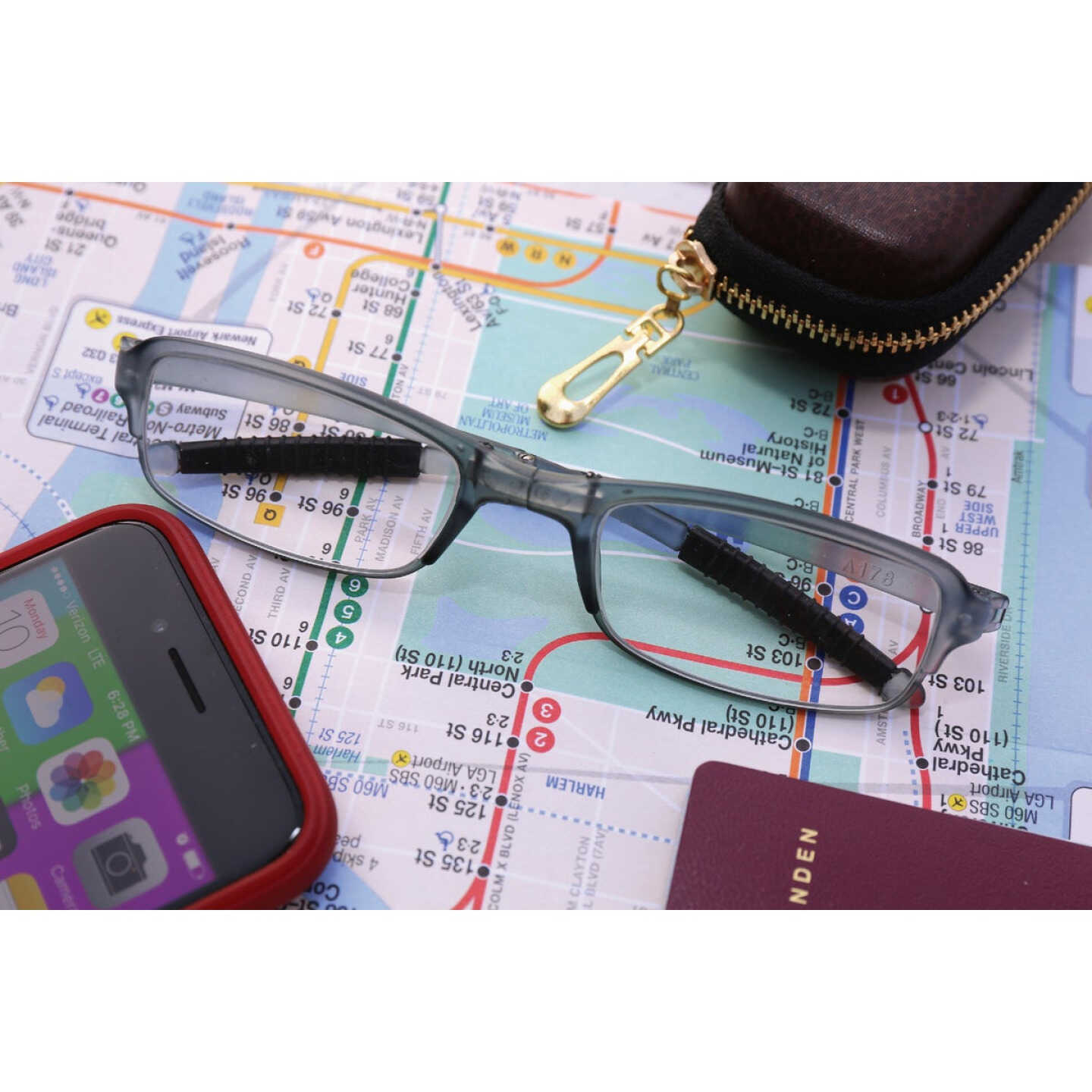 Kikkerland Folding Reading Glasses in Zip Case, Assorted Magnification Image 2