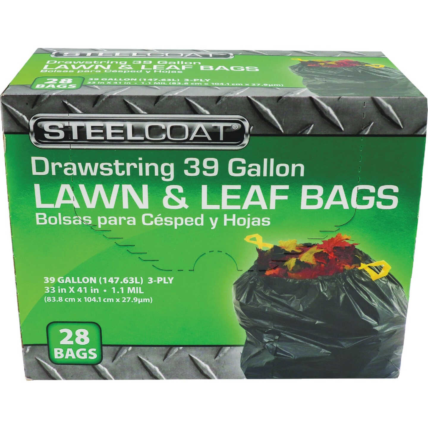 Steelcoat 39 Gal. Black Drawstring Lawn & Leaf Trash Bag (28-Count) Image 1