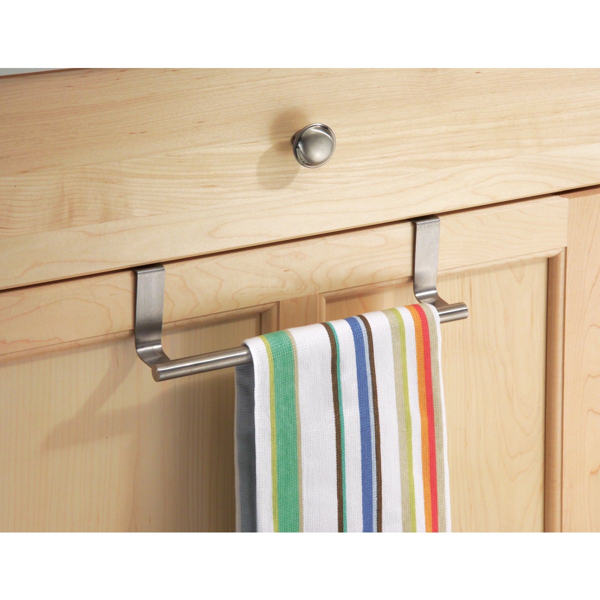 iDesign Zia 9-1/4 in. Brushed Stainless Steel Over The Cabinet Towel Bar Image 3