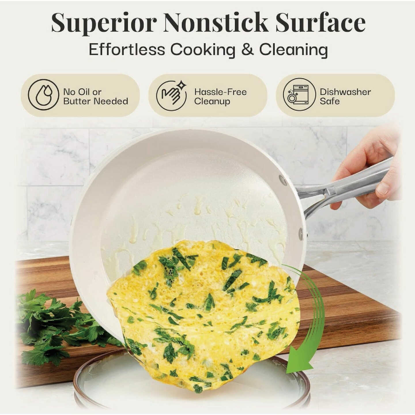 Gotham Steel Hammered Cream Cookware Collection (15-Piece) Image 6