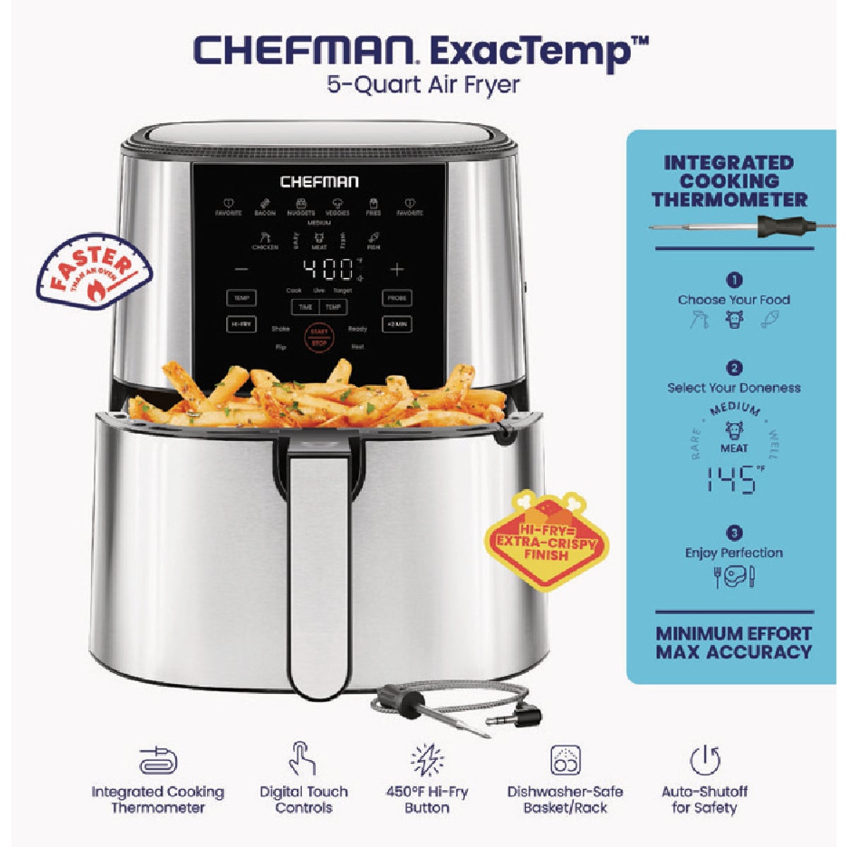 Chefman ExacTemp 5 Qt. Digital Air Fryer with Temperature Probe Image 2