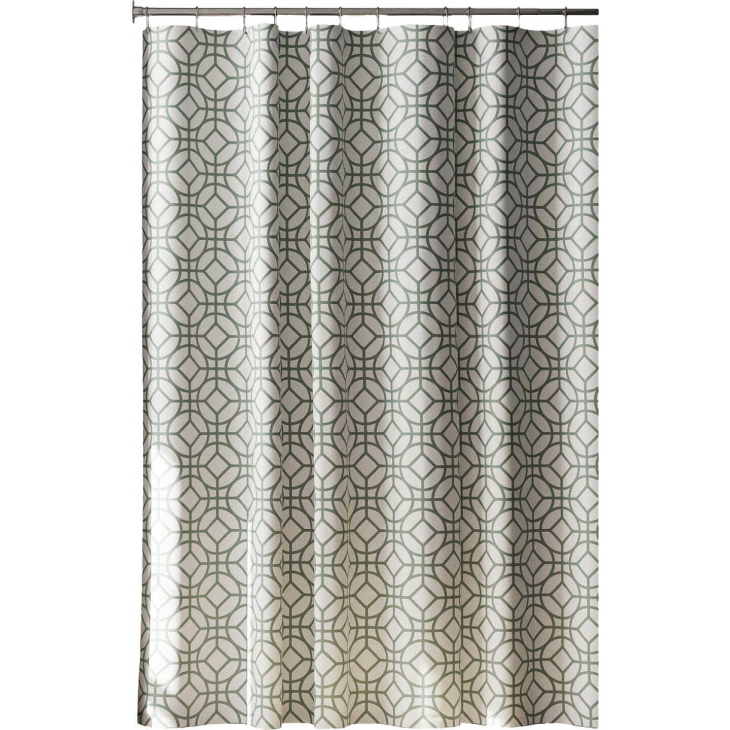 Zenna Home 70 In. x 72 In. Quinn Geometric Sage Green Decorative Fabric Shower Curtain Image 3